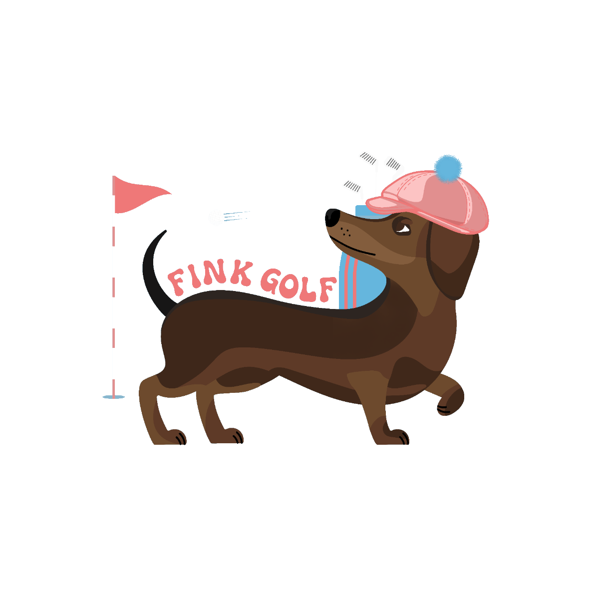 The Fink Golf logo, a dachshund in a flat cap